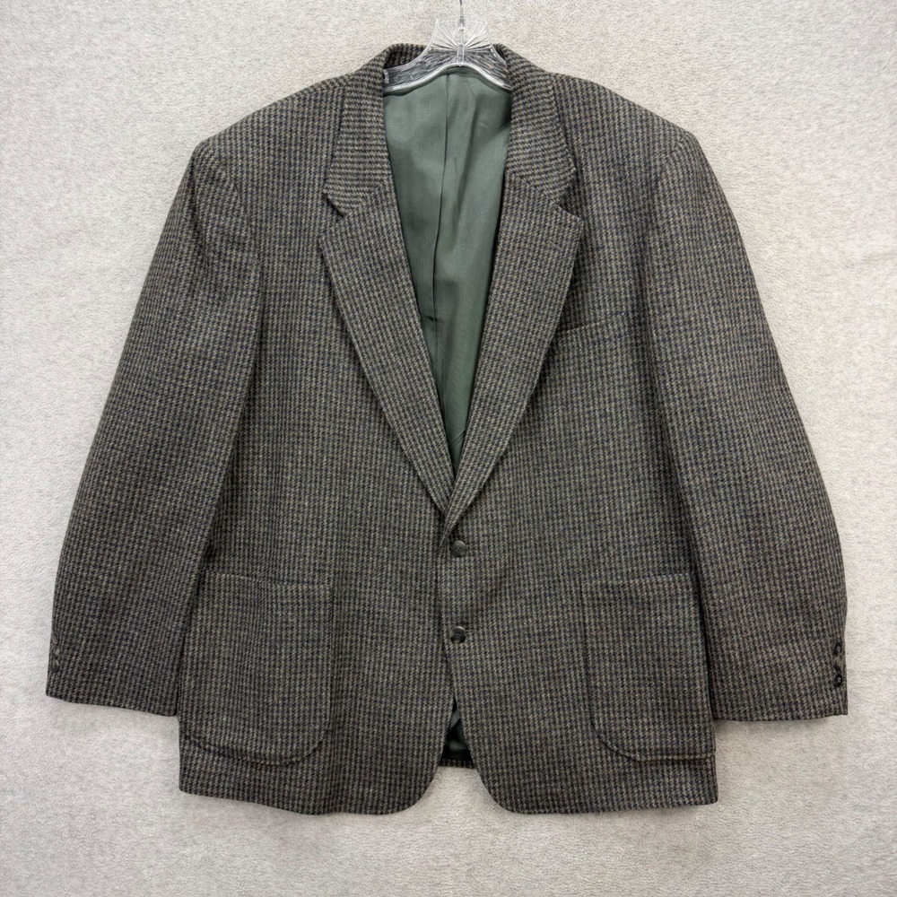 Woolrich Blazer Mens XL Grey Blue Wool Tweed Sport Coat 9195 Made in USA Vintage